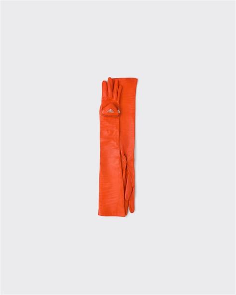 orange prada gloves|Orange Napa leather gloves .